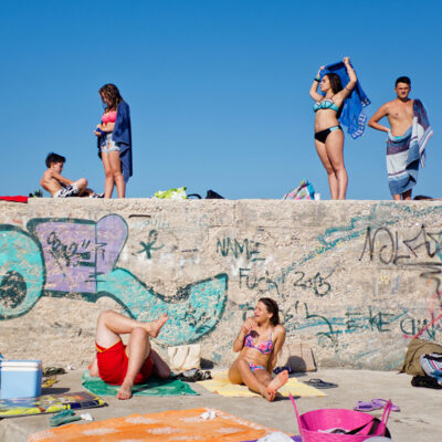 11 italian summer sea beach sun italy sicily puglia holdays people kids blue wall graffiti