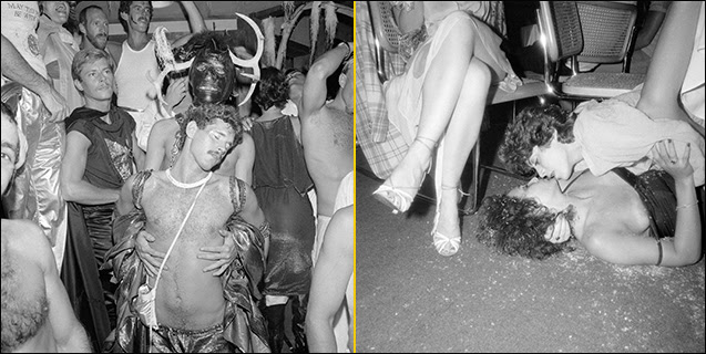 Crucify, Star Wars Party, Fire Island Pines, NY, August 1977 Two Women Embrace on Floor Next to JudiJupiter's Legs, Les Mouches, NY, NY, June 1978